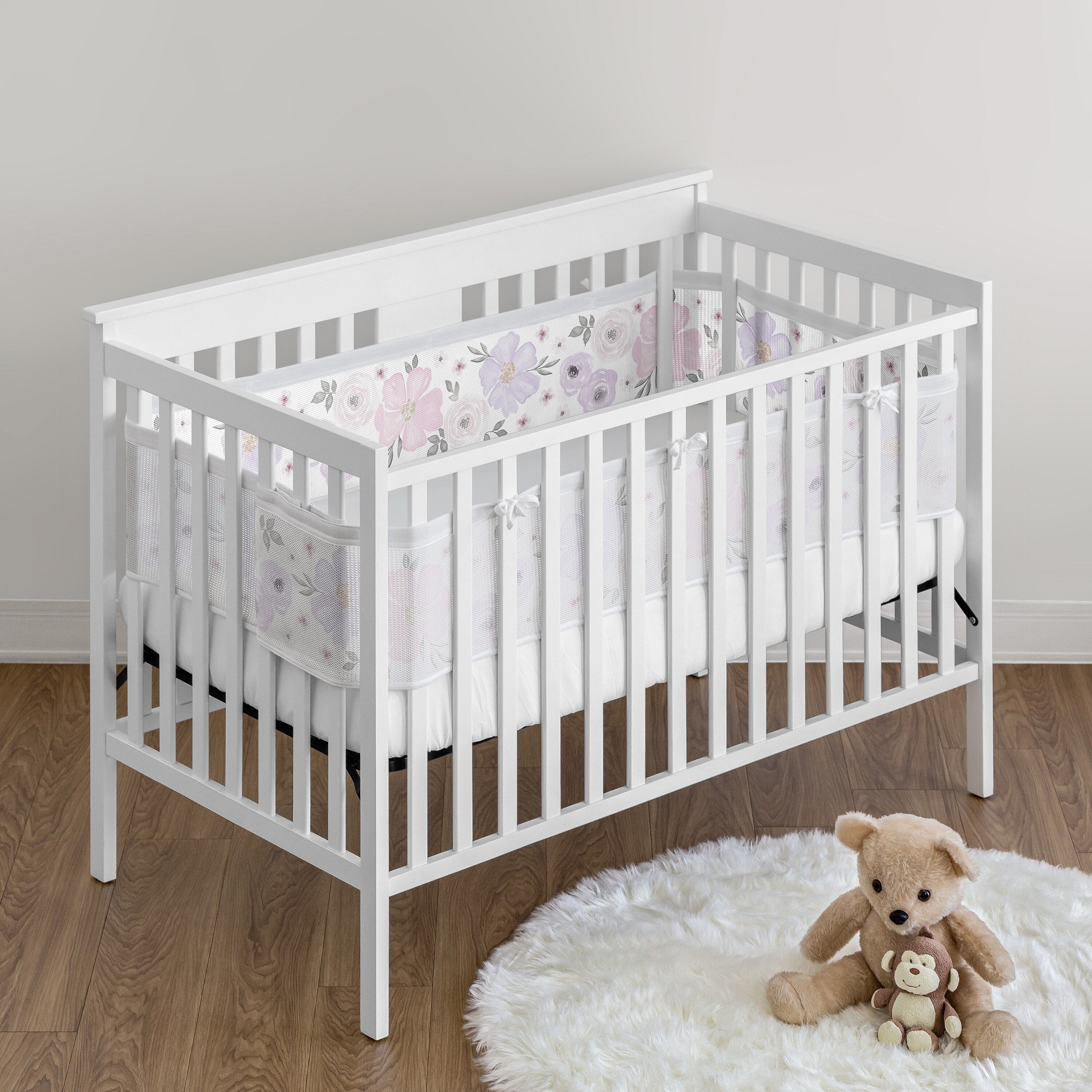 Boho Floral Girl Sweet Jojo Designs BreathableBaby Breathable Mesh Crib Liner Bohemian Farmhouse Watercolor